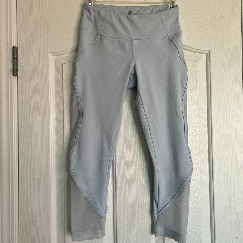 Yogalicious Light Blue Mesh Crossover Cutout Leggings Small